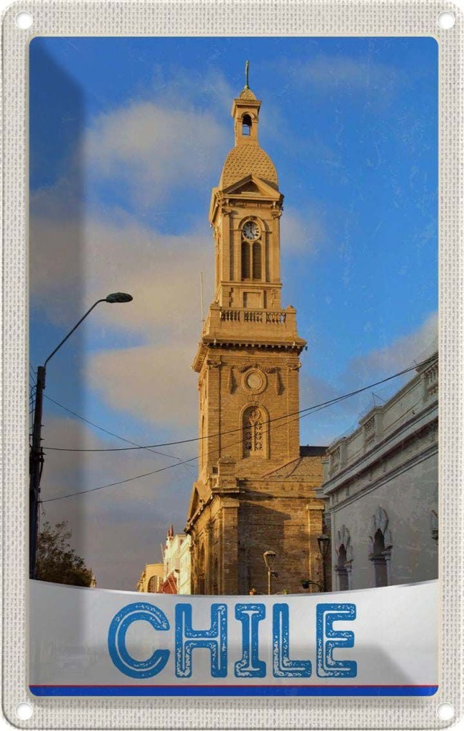 [LA-131638] Blechschild 30x20 cm Chile Stadt Architektur Europa Bildmotiv Reisemotiv Abenteuer Reisen Urlaub Häuser