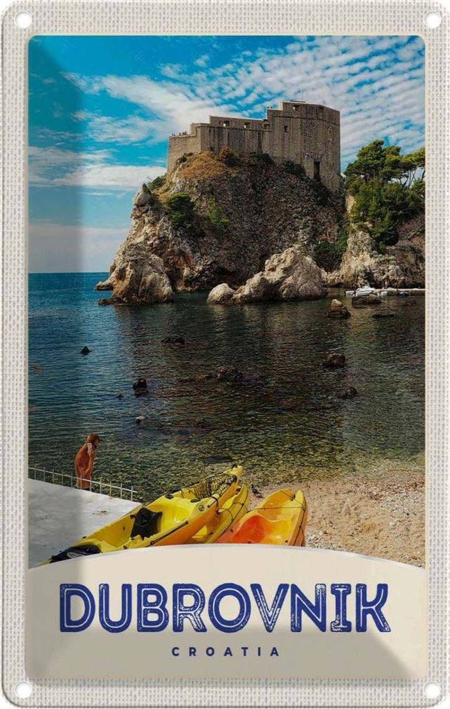 [LA-131674] Blechschild 30x20 cm Debrovnik Kroatien Architektur Meer Bildmotiv Reisemotiv Abenteuer Reisen Urlaub Häuser