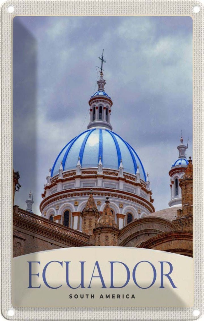 [LA-131679] Blechschild 30x20 cm Ecuador Süd USA Urlaub Amerika Kirche Stadt Bildmotiv Reisemotiv Abenteuer Reisen