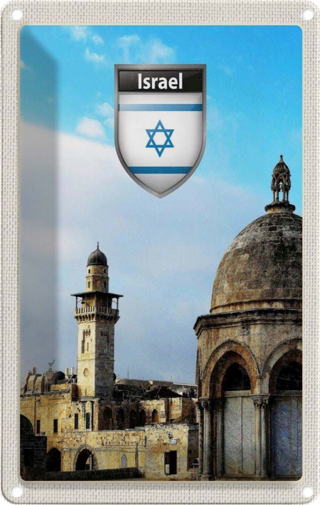 [LA-131691] Blechschild 30x20 cm Israel Stadt Architektur Bildmotiv Reisemotiv Abenteuer Reisen Urlaub Häuser