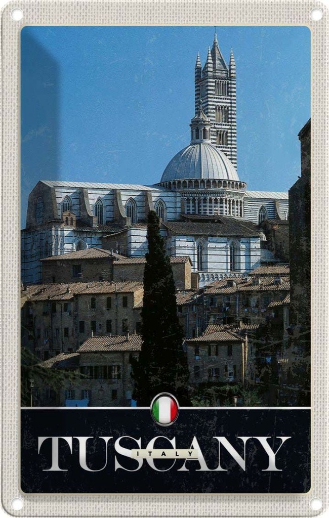 [LA-131714] Blechschild 30x20 cm Toskana Italien Architektur Gebäude Bildmotiv Reisemotiv Abenteuer Reisen Urlaub Häuser