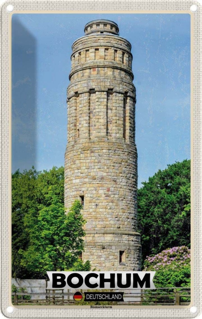 [LA-132008] Blechschild 30x20 cm Bochum Bismarkturm Architektur Bildmotiv Reisemotiv Abenteuer Reisen Urlaub Häuser