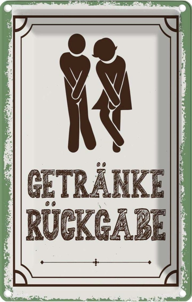 [LA-132068] Blechschild 30x20 cm Getränke Rückgabe grün