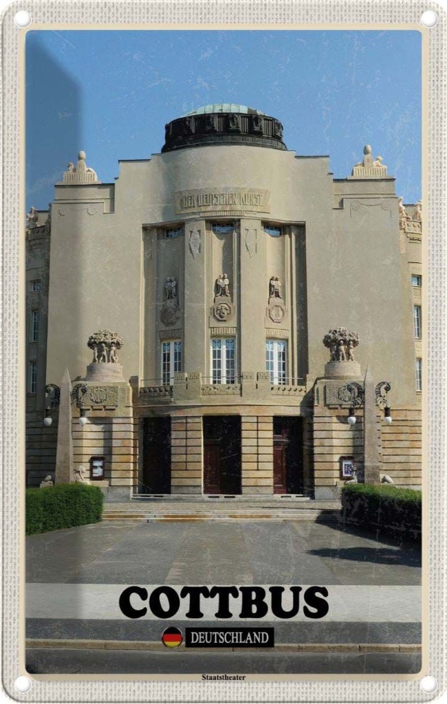 [LA-132117] Blechschild 30x20 cm Cottbus Staatstheater Architektur Bildmotiv Reisemotiv Abenteuer Reisen Urlaub Häuser