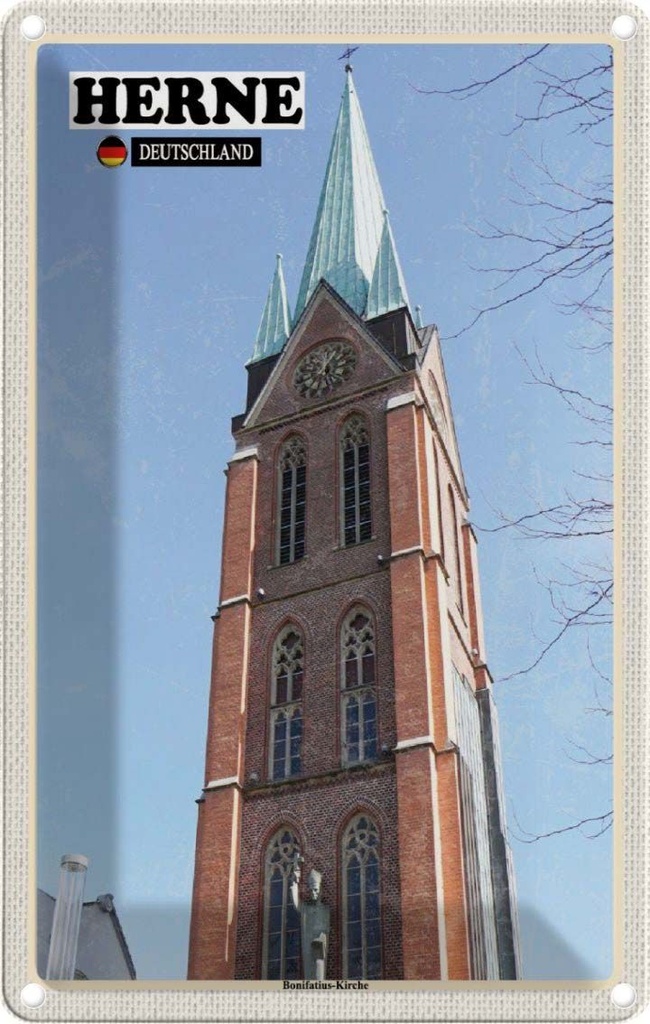 [LA-132152] Blechschild 30x20 cm Herne Bonifatius-Kirche Architektur Bildmotiv Reisemotiv Abenteuer Reisen Urlaub Häuser