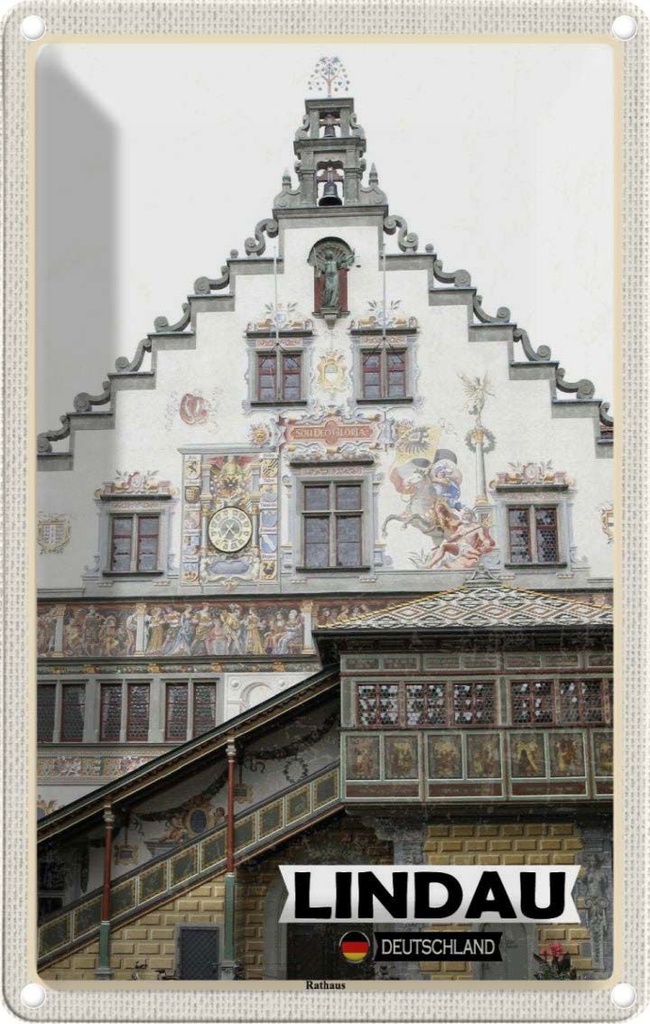 [LA-132174] Blechschild 30x20 cm Lindau Rathaus Architektur Bildmotiv Reisemotiv Abenteuer Reisen Urlaub Häuser