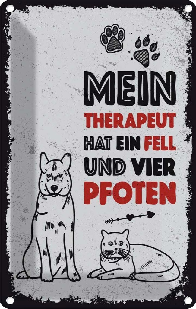 [LA-132343] Blechschild 30x20 cm Tiere Mein Therapeut 4 Pfoten Tier Haustier