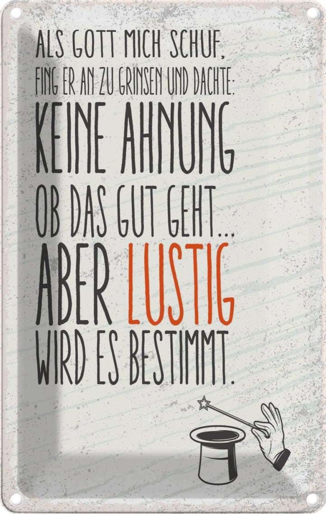 [LA-132366] Blechschild 30x20 cm lustig als Gott mich schuff Witz Humor Spaß