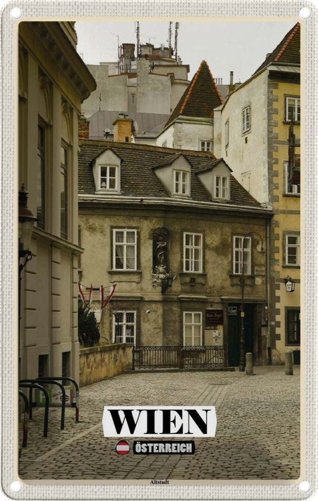 [LA-132741] Blechschild 30x20 cm Wien Österreich Architektur Altstadt Bildmotiv Reisemotiv Abenteuer Reisen Urlaub Häuser