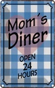 Blechschild 30x20 cm Mom´s Diner open 24 hours Herz Amerika USA American