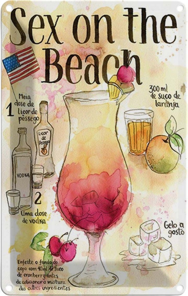 Blechschild 30x20 cm Sex on the Beach Licor Vodka
