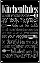 Blechschild 30x20 cm Kitchen Rules wash your hands