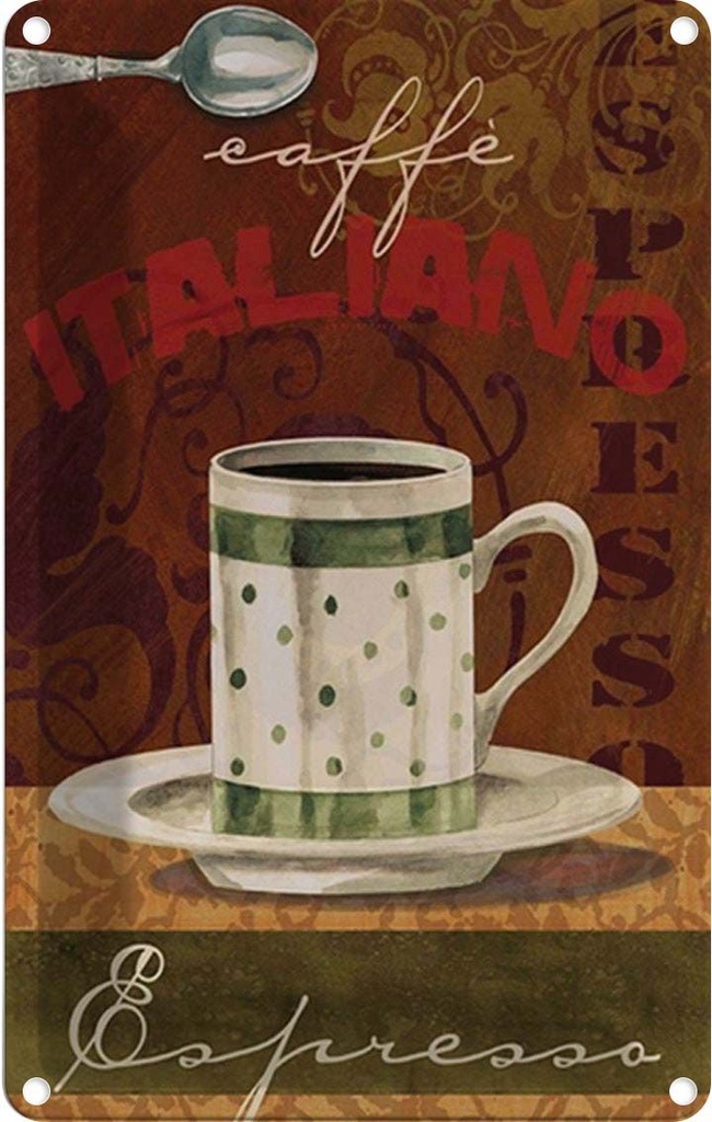 Blechschild 30x20 cm Caffe italiano Espresso Tasse