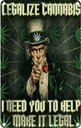 Blechschild 30x20 cm legalize cannabis need you help
