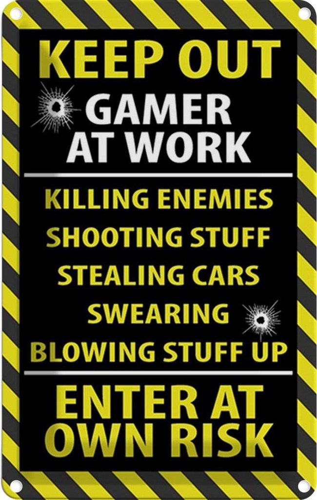 Blechschild 30x20 cm keep out gamer at work own risk