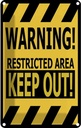 Blechschild 30x20 cm warning restricted area keep out