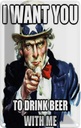 Blechschild 30x20 cm i want you to drink beer with me
