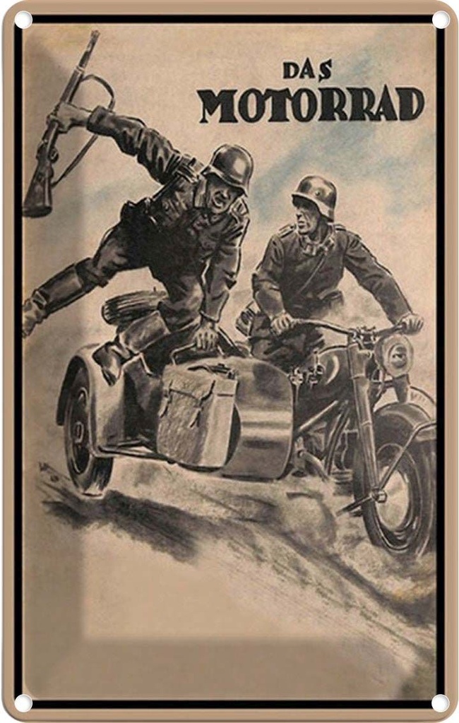 [LA-1784906] Blechschild 30x20 cm Motorrad Soldaten