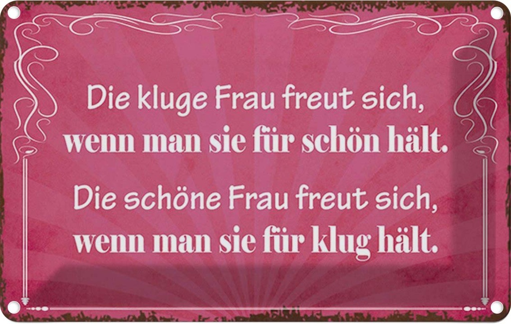 [LA-1784931] Blechschild 20x30 cm kluge Frau schöne Spruch Zitat