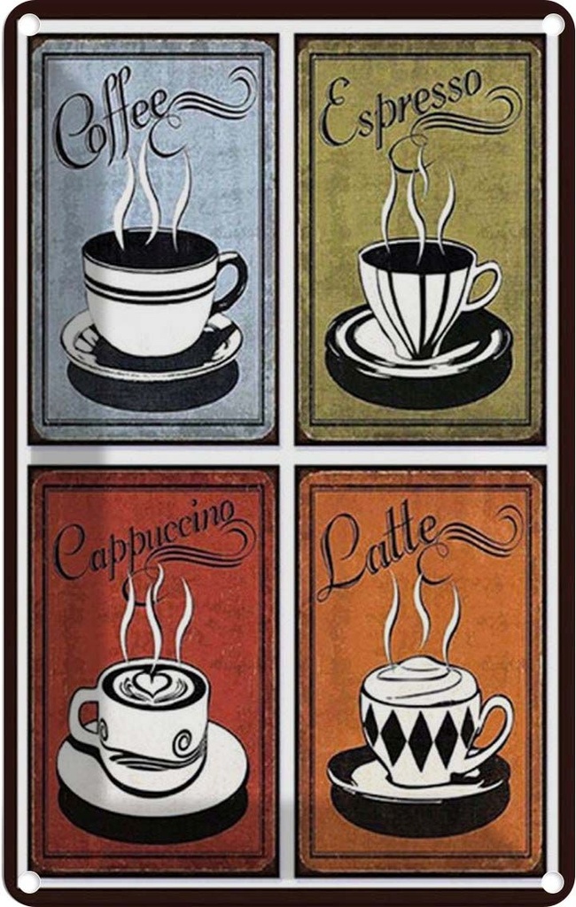 Blechschild 30x20 cm Coffee Espresso Cappuccino Latte