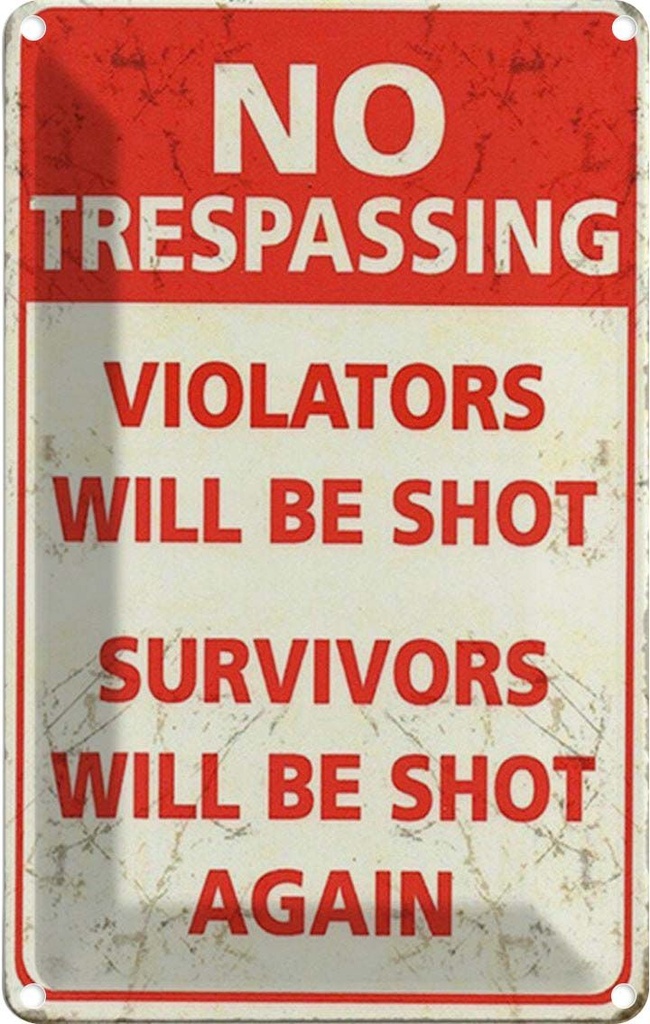 Blechschild 30x20 cm No trespassing violators be shot