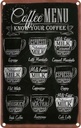 Blechschild 30x20 cm Coffee Menu flat white Doppio