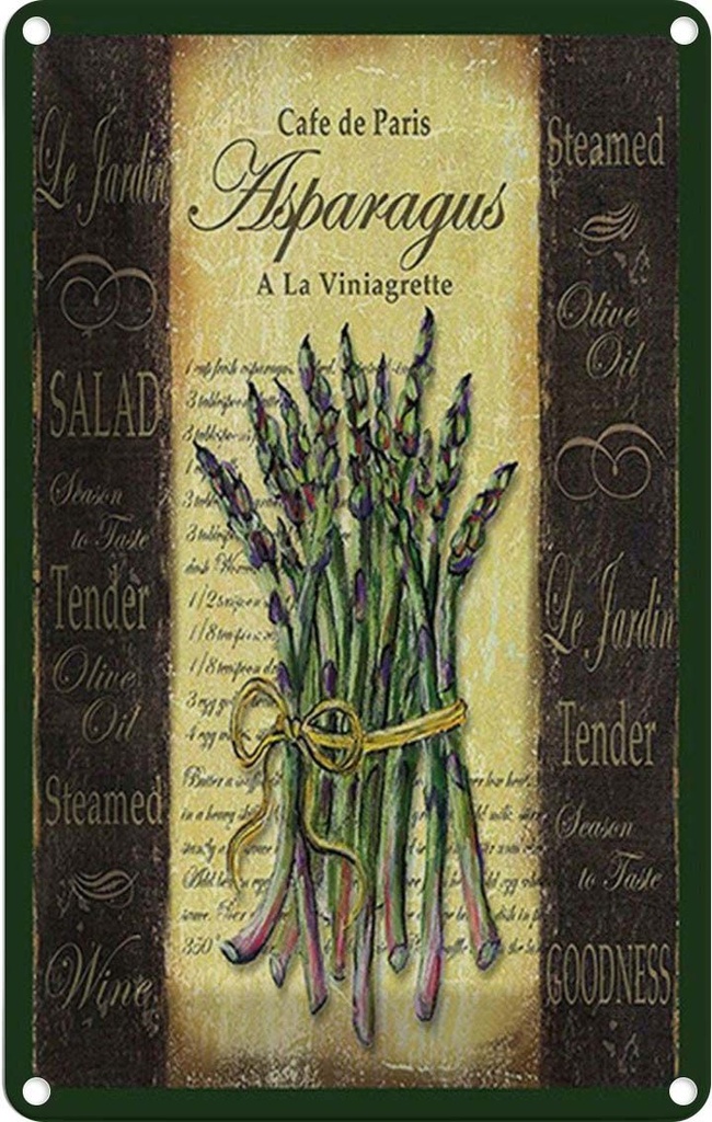 Blechschild 30x20 cm Cafe de Paris Asparagus Spargel
