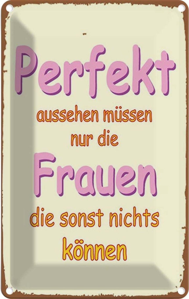 [LA-1785010] Blechschild 30x20 cm Perfekt aussehen nur Frauen die Spruch Zitat