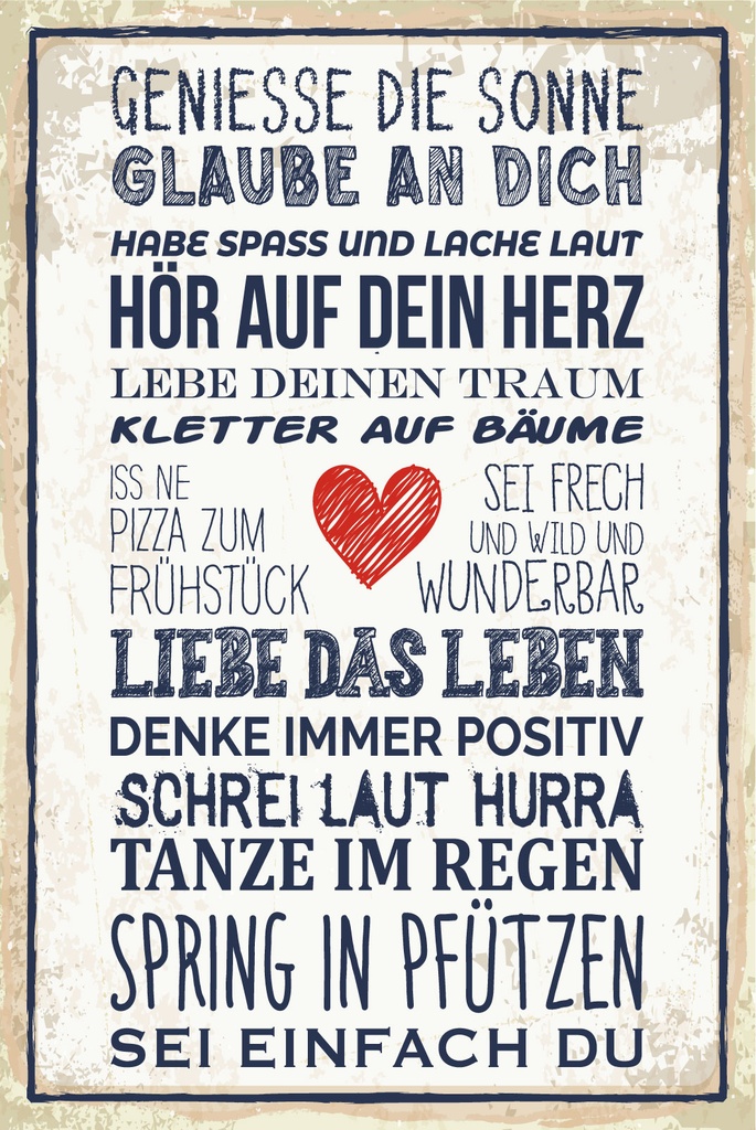 Blechschild 30x20 cm genieße die Sonne