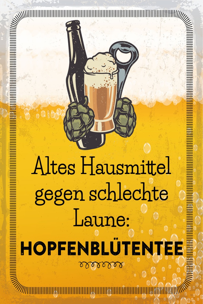 Blechschild 30x20 cm Altes Hausmittel Hopfenblütentee