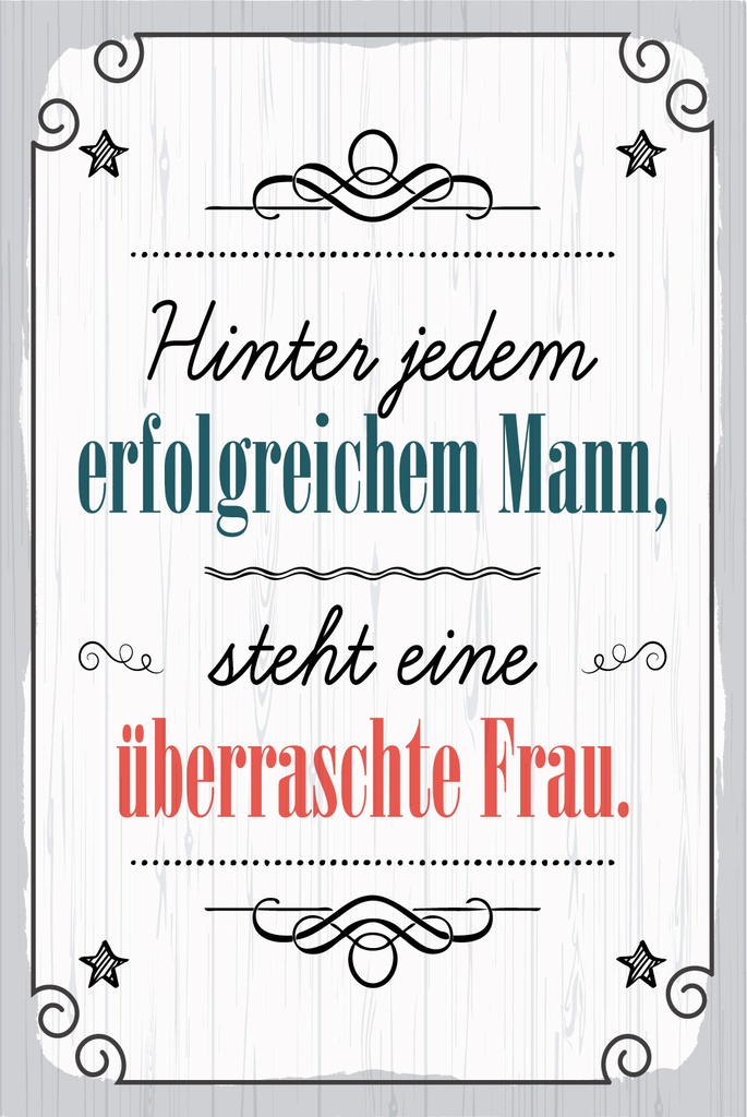 Blechschild 30x20 cm hinter jedem erfolgreichen Mann