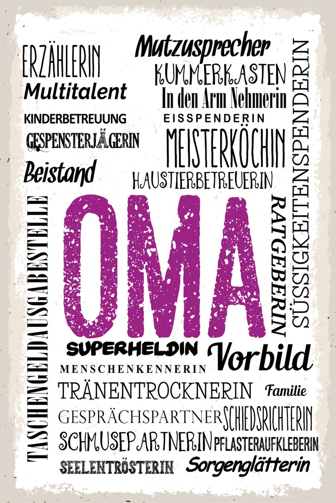 [LA-1809006] Blechschild 30x20 cm Oma Multitalent Beistand Ratgeberin
