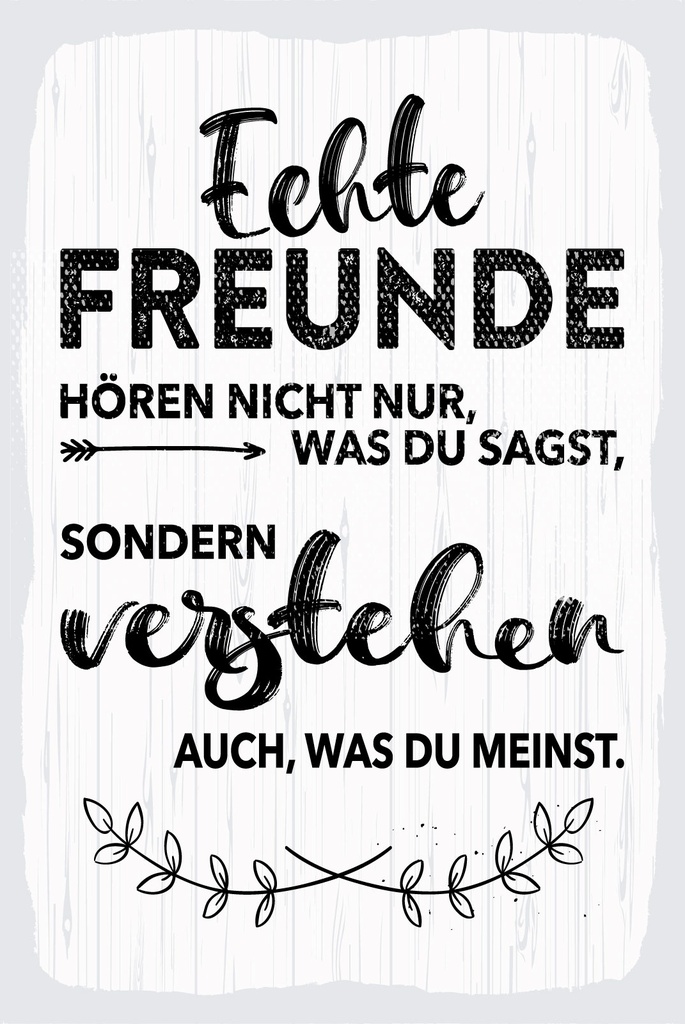 [LA-1809081] Blechschild 30x20 cm Echte Freunde hören nicht nur was du sagst
