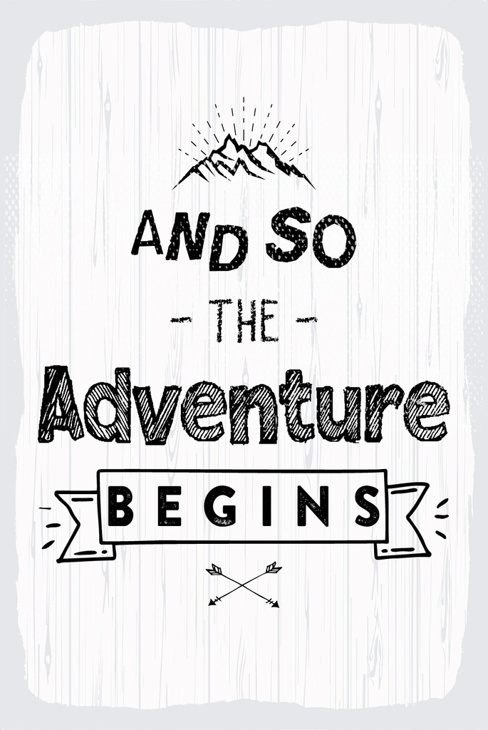 [LA-1809083] Blechschild 30x20 cm And so the adventure begins Berge