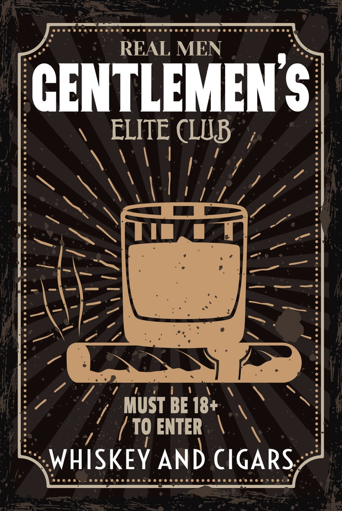 [LA-1809091] Blechschild 30x20 cm Real men gentlemen´s elite club