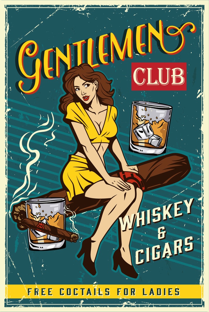 [LA-1809099] Blechschild 30x20 cm Gentlemen whiskey and cigars club