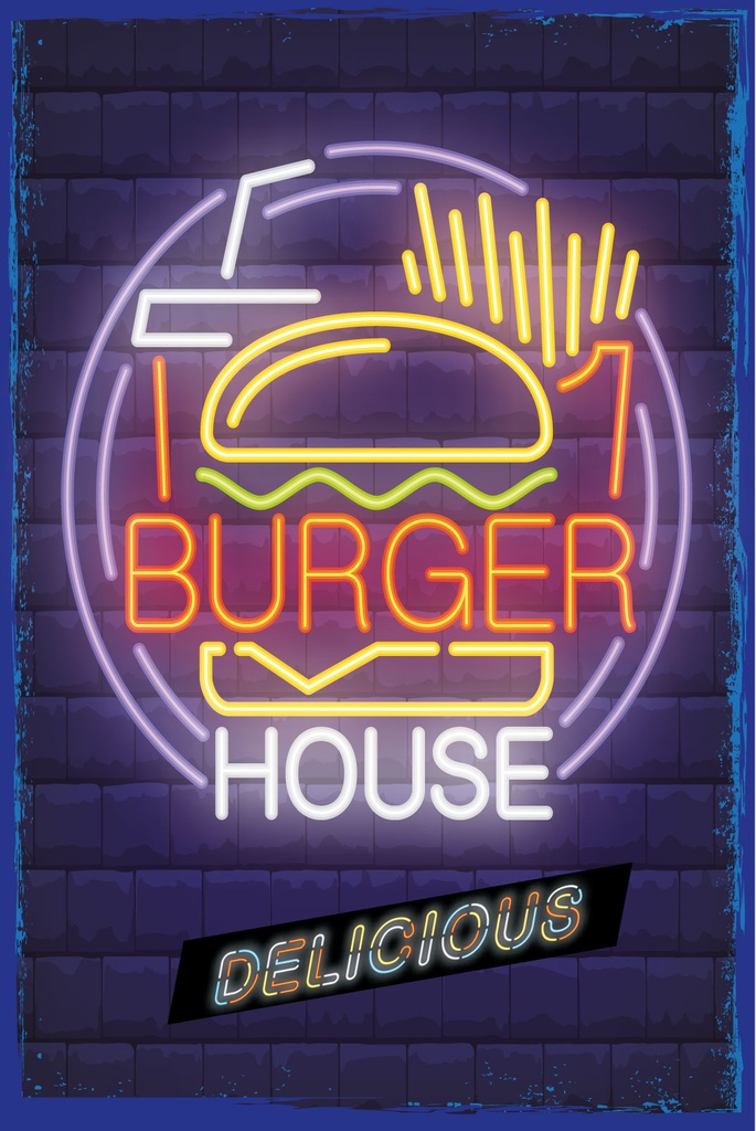 [LA-1809139] Blechschild 30x20 cm Burger House Delicious Reklame