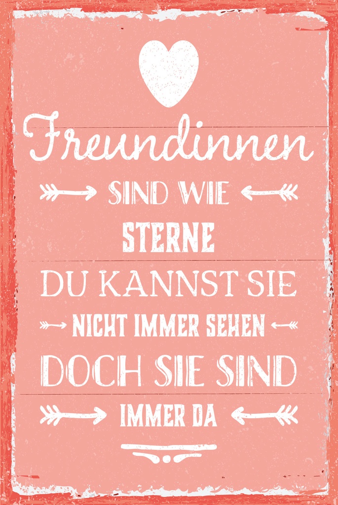 [LA-1809147] Blechschild 30x20 cm Freundinnen sind wie Sterne rosa