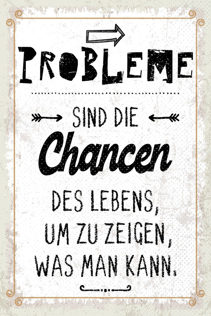 [LA-1809271] Blechschild 30x20 cm Probleme sind Chancen des Lebens