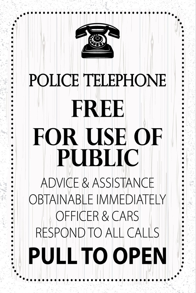 [LA-1809324] Blechschild 30x20 cm Police telephone Free for use of public