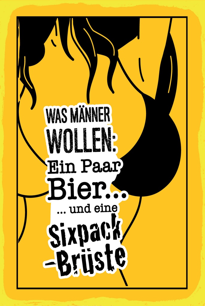 [LA-1809332] Blechschild 30x20 cm Männer wollen ein paar Bier und ein Sixpack Brüste