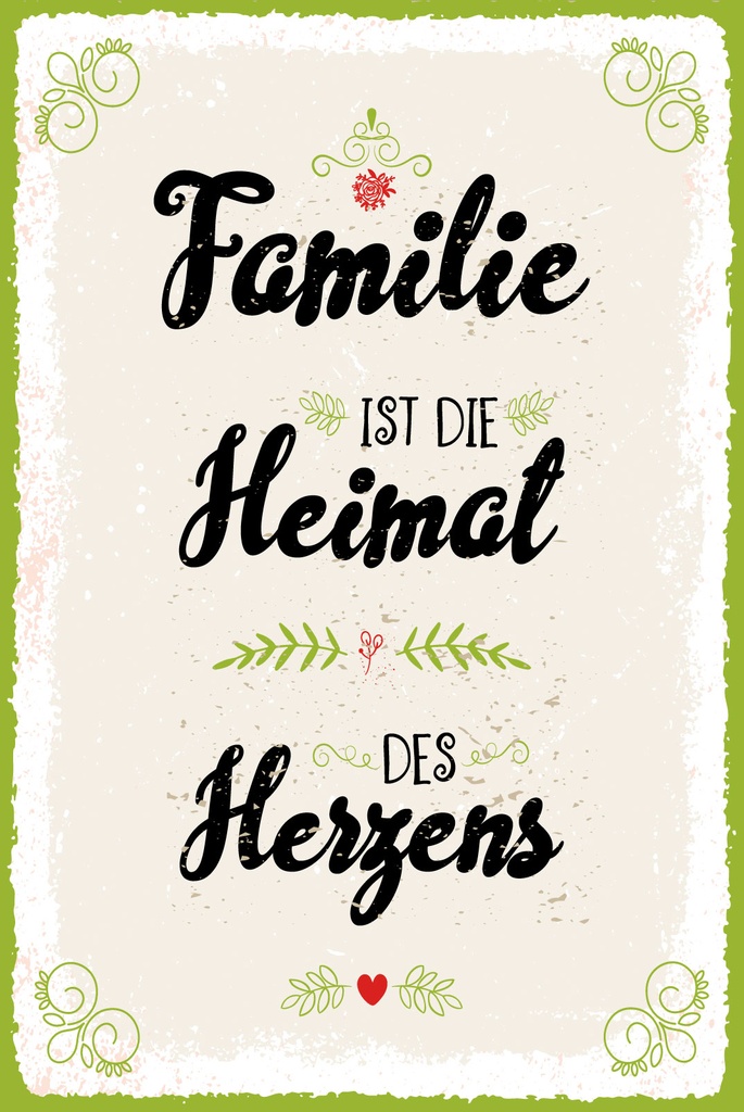 [LA-1809405] Blechschild 30x20 cm Familie ist die Heimat des Herzens