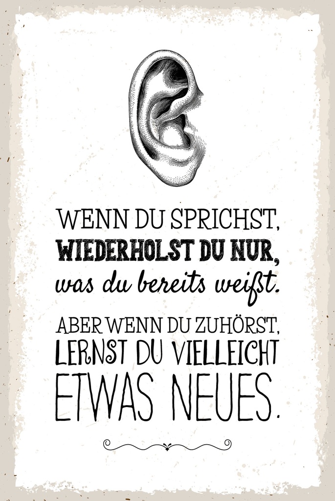 [LA-1809410] Blechschild 30x20 cm Wenn du zuhörst lernst du vielleicht neues