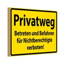 Holzschild 20x30 cm Privatweg gelbes Straßenschild
