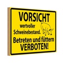 Holzschild 20x30 cm Wertvoller Schweinebestand Warnschild Hinweisschild