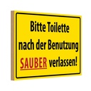 Holzschild 20x30 cm Toilette nach Benutzung Warnschild Hinweisschild