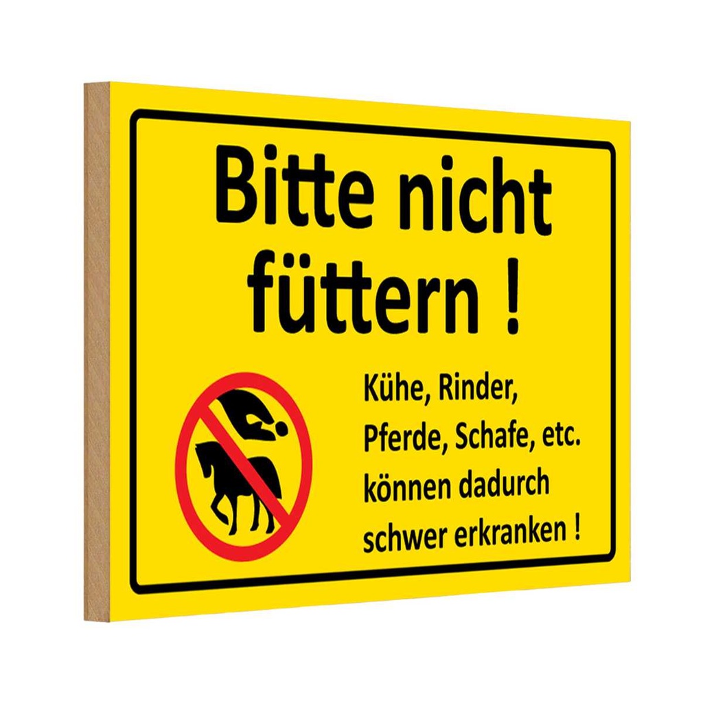 [LA-111681-H] Holzschild 20x30 cm Bitte nicht füttern Warnschild Hinweisschild