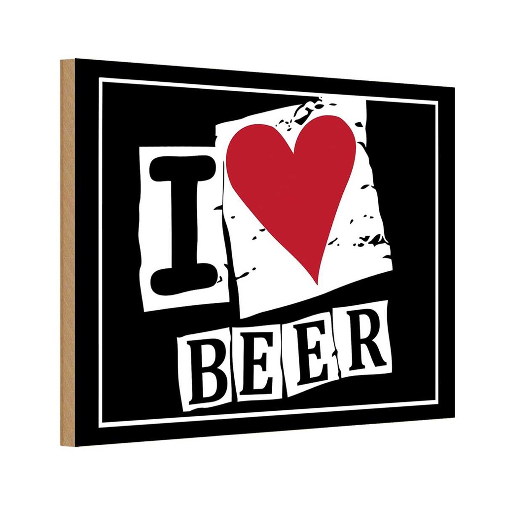 [LA-111686-H] Holzschild 20x30 cm Alkohol I Love Beer Herz Essen Trinken