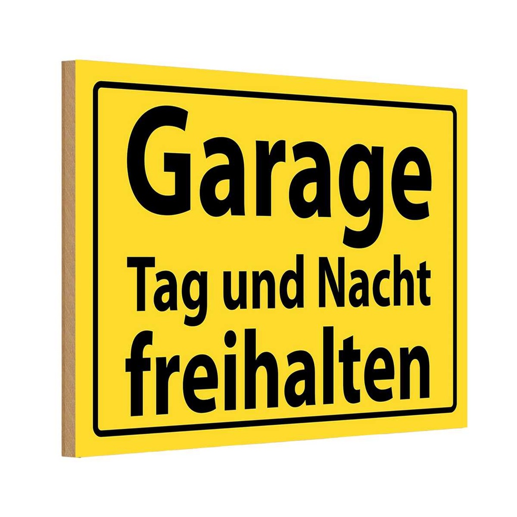 [LA-111697-H] Holzschild 20x30 cm Garage Tag und Nacht freihalten Warnschild Hinweisschild