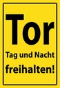 Holzschild 30x20 cm Tor Tag und Nacht freihalten Warnschild Hinweisschild